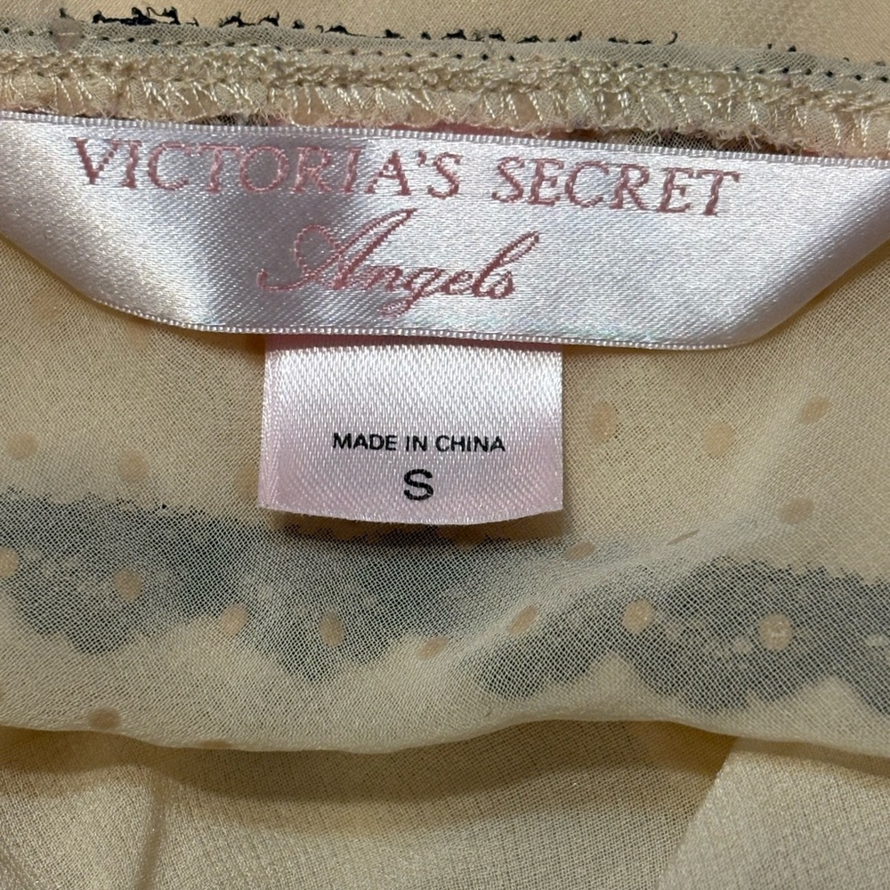 Victorias Secret Angels Slip Dress Chemise Nightie size S Beige Black Lace Sheer - Picture 6 of 12